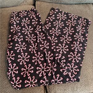 Old Navy Black Pajama Pants with Pink Candy Cane Pattern